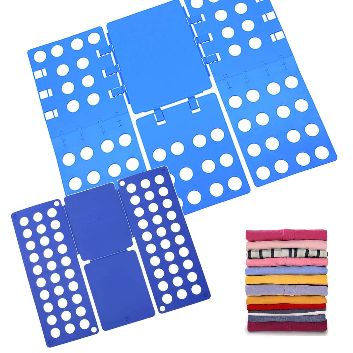 2Pcs Clothes Folding Boards, Adjustable Folding Board Fast Speed Folding Clothes Laundry Durable Folders for T-Shirt Clothing Towels Fit Adult Kid Save Space Home, Blue