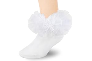 QHANSHIEE Girls Ruffle Socks Bulky Ruffled Edge Princess Dress Socks Cotton Lace Dance Socks for Baby/Toddler/Girl