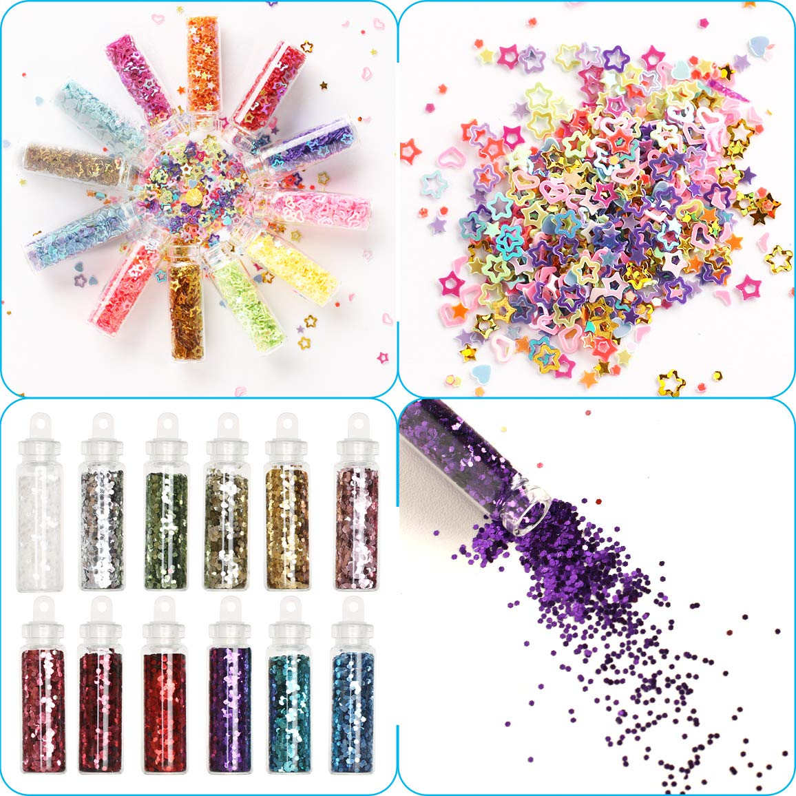 60 Pièces Slime Fournitures Kit, VDROL Compris Slime Mousse Perles, Bol de Poisson Perles,Pots de paillettes,Papier de Sucre,Tranches,Confettis pour la création de Slime DIY (Venez avec pas de Colle)