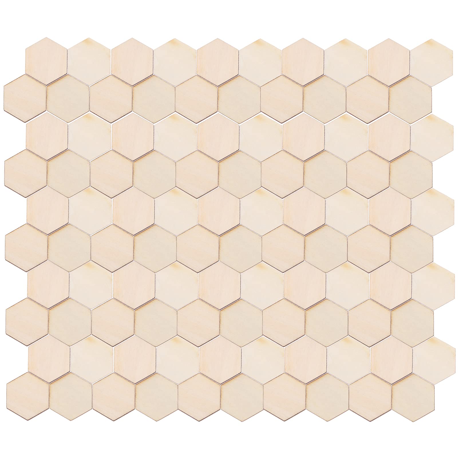 Ciieeo Beech Wooden Hexagonal Pieces Ornaments 100Pcs 1 Inch Hexagon Wood Shapes for DIY Crafting Wedding Birthday Christmas Decorations