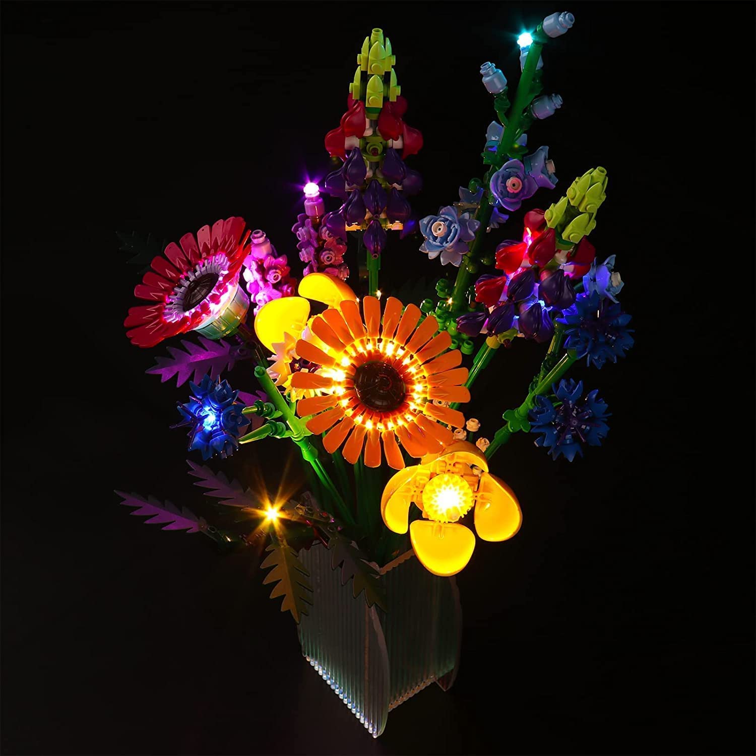 LED Light Set for Lego Wildflower Bouquet Set (Not Lego), LED Lighting Set for Lego Icons Wildflower Bouquet 10313 Artificial Flowers Valentines Day Gift, Unique Home Décor Botanical Collection