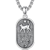PELOVNY Cat Necklace 925 Sterling Silver Dog Pendant Sun and Moon Necklace Schrödinger Cat Skeleton Jewelry Christmas Birthday Gifts for Women Men
