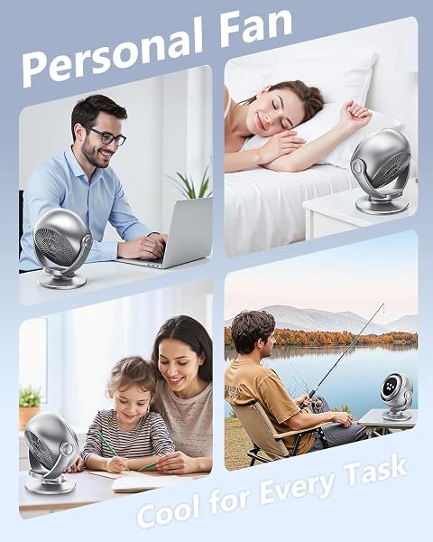 AGEYOU DESK FAN FOR OFFICE, 90°OSCILLATING FAN WITH 6000MAH RECHARGEABLE, 10 SPEEDS 4H TIMER 270°TILT ADJUSTMENT, 28DB ULTRA-QUIET PORTABLE PERSONAL TABLE FANS, GIFTS FOR CHRISTMAS WOMEN MEN HOME