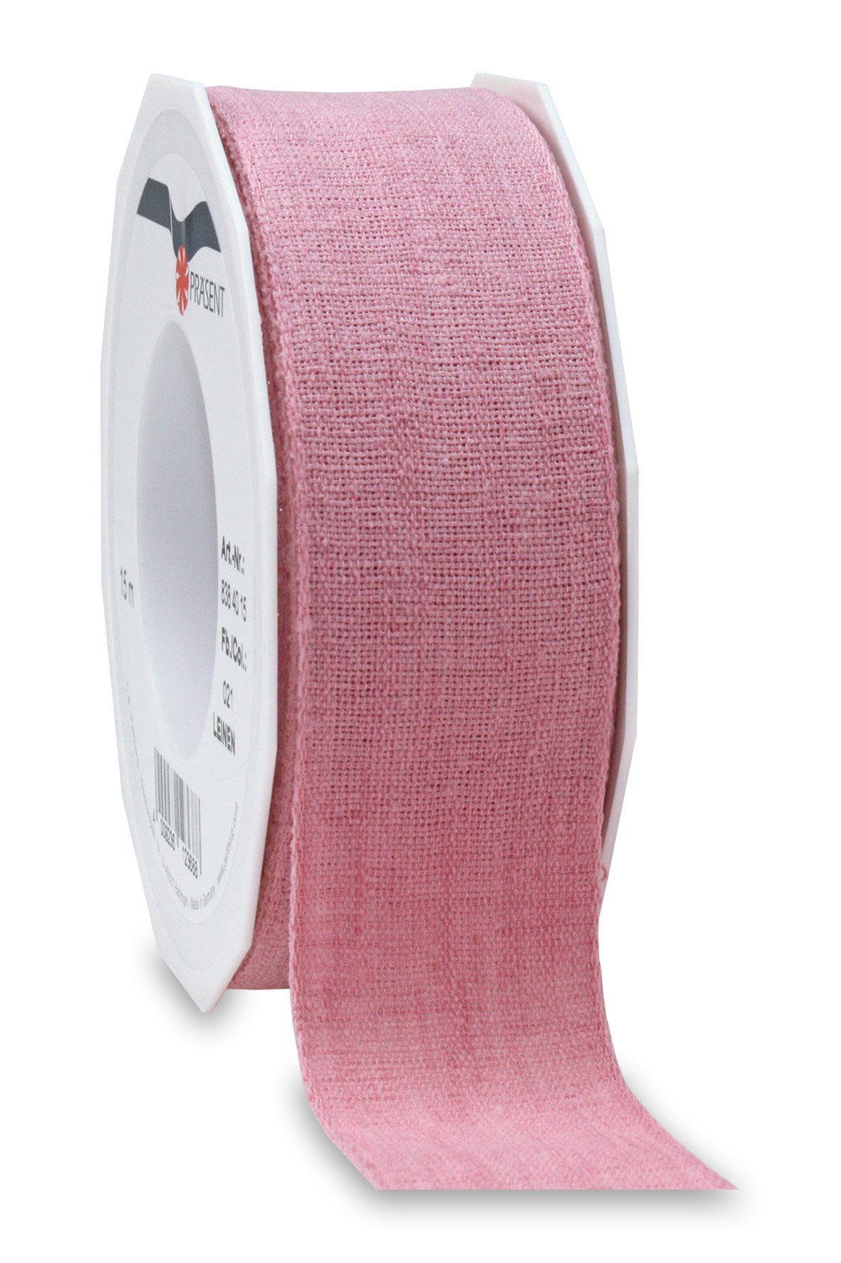 Präsent - Linen Ribbon Old Pink 15-m-Roll 40 mm width