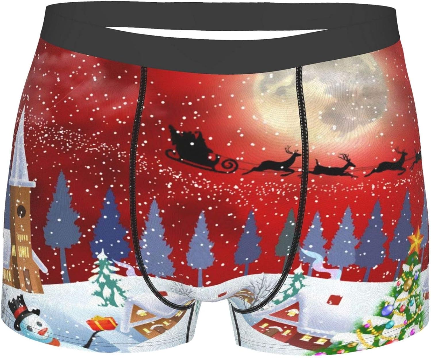 Muñeco de nieve de Navidad, Papá Noel, reno, calzoncillos tipo bóxer