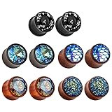 TBOSEN 5 Pairs Set Gauges Wood Tunnels Earrings