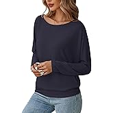 Poplab Womens Long Sleeve Shirts Fall Tops Casual Boat Neck Dolman Sleeve Basic Tee Shirts Fashion 2025