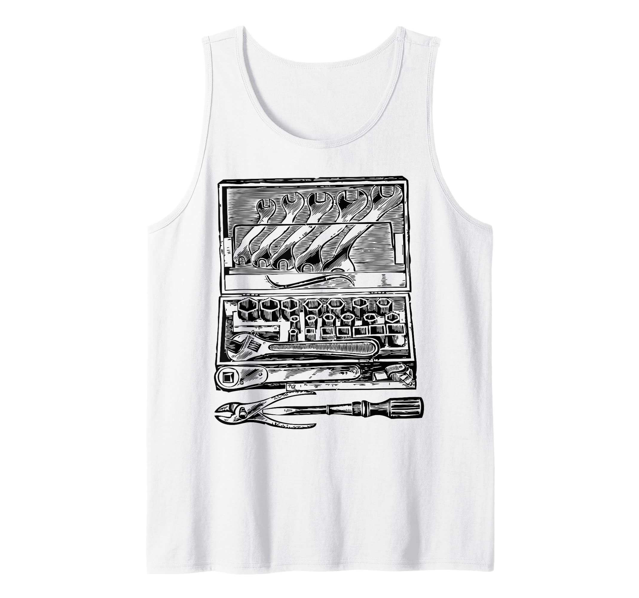 Vintage Toolbox Design Handyman Tools Ratchet Set Tank Top
