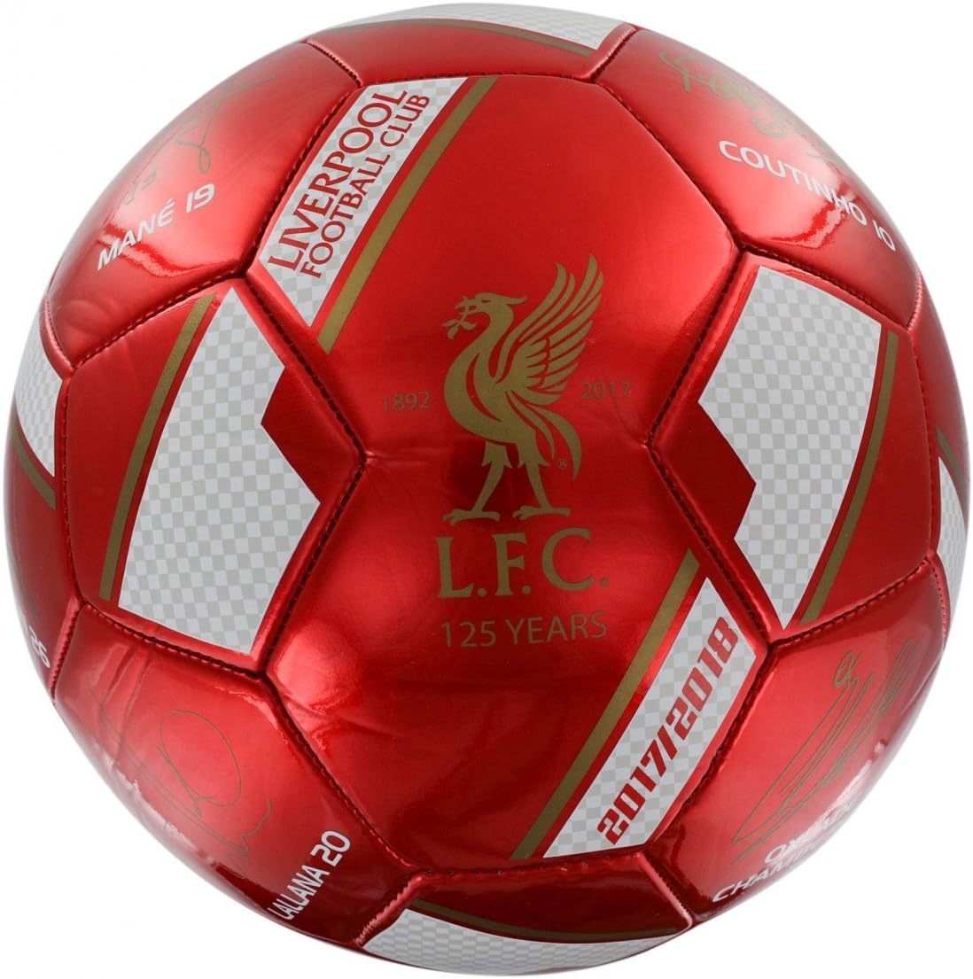 FC Liverpool firmas Ball, color rojo, tamaño 5: Amazon.es ...