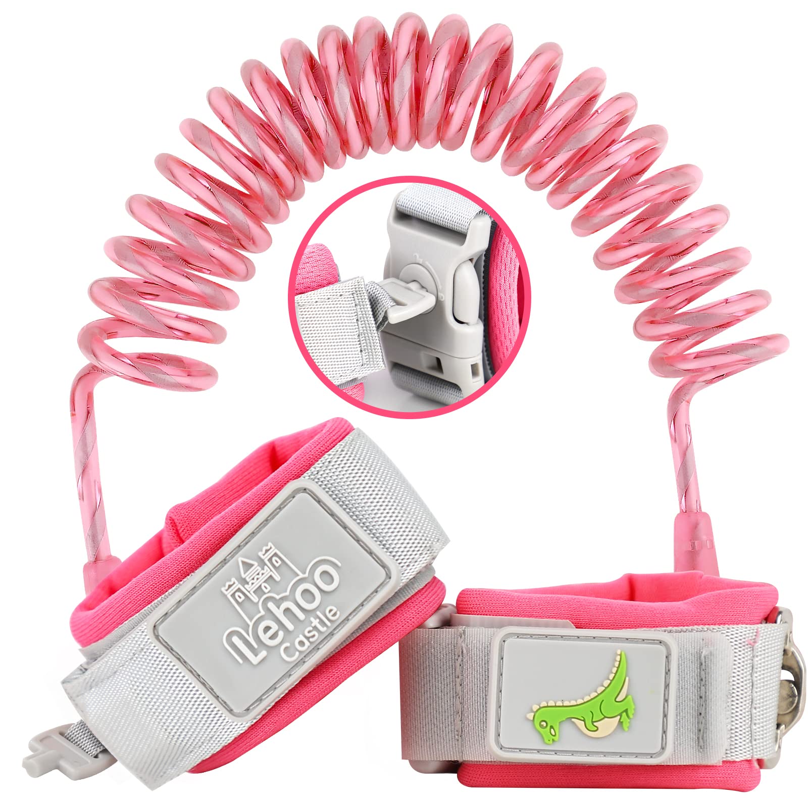 Lehoo Castle Baby Reins Anti Lost Wrist Link,Toddler Reins with Lock for Walking, Child Safety Harness Walking Leash for Children Boys and Girls (Pink)