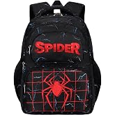 AUIVTY Spider Backpack Boys 4-6 6-8 Kids Bookbag Kindergarten Elementary School 17 Inch Bags Toddler Mochila Para Ni&ntilde;os, Spider-Lightning Black