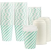 Smygoods Disposable Coffee Cups with Lids, To Go Paper Hot Cups, Water Blue (12 OZ, 50 Count) For Hot Beverages, Coffee, Tea, Espresso, Cocoa - Vasos Para Cafe