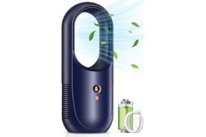 RELEXNOW 13.8" Bladeless Desk Fan - 6 Speed Modes, Small Bladelss rechargeable fan with 6000mAh Battery, Quite Office fan, Easy to Clean & Touch Control, Desk Fan Small Quite for Office, Bedroom