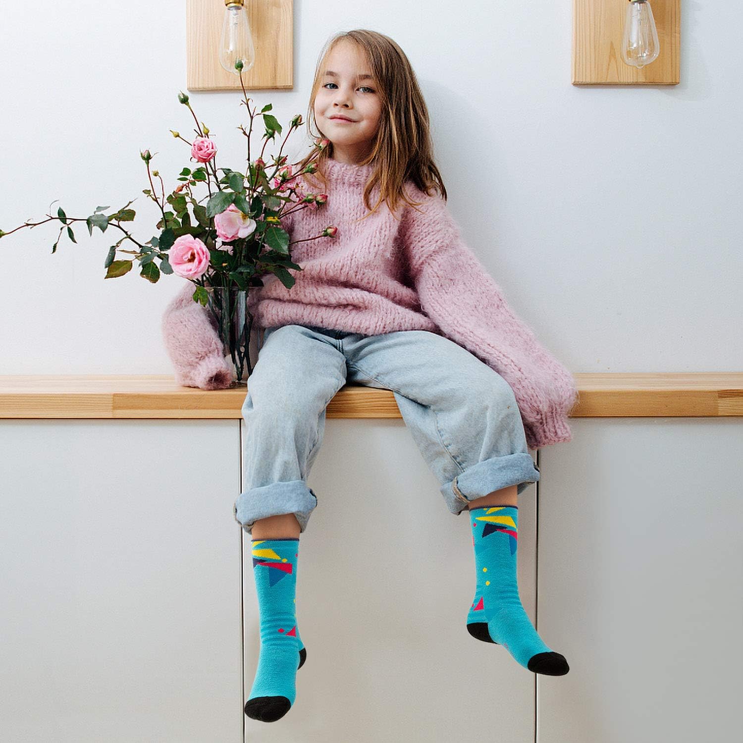 Kids Ski Socks Snow Socks Warm Snowboarding Winter Sports for Boys Girls: Clothing