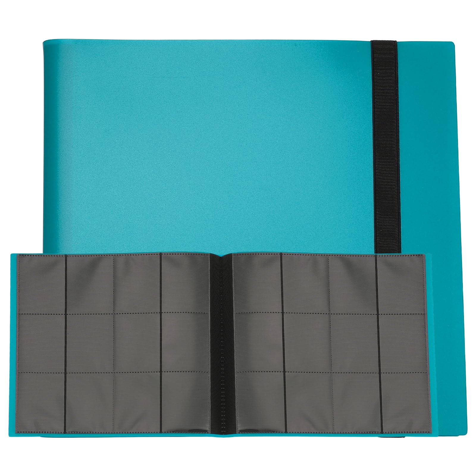 sourcing map 12 Pocket Trading Card Binder, PU Cover Card Collection Binder 480 Side Loading Card Binder Card Album Folder for TCG, Game Cards, Sports Cards(Navy Blue)