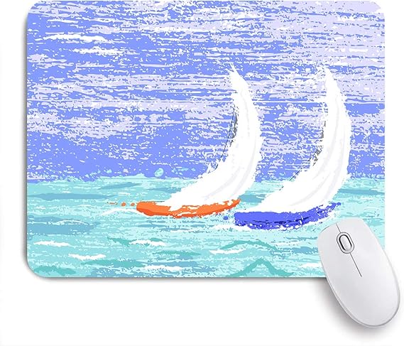 Amazon Ecomaomi 可愛いマウスパッド 風の強い海の水プリントで2つのレーシングヨットのヨット航海グランジスタイルのイラスト 滑り止めゴムバッキングマウスパッドノートブックコンピュータマウスマット Ecomaomi マウスパッド 通販