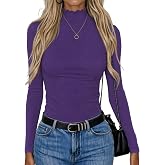 Zeagoo Long Sleeve Shirt for Women Mock Neck Ribbed Slim Fit Fall Top | Soft knit, lettuce trim neck, basic layering for work casual