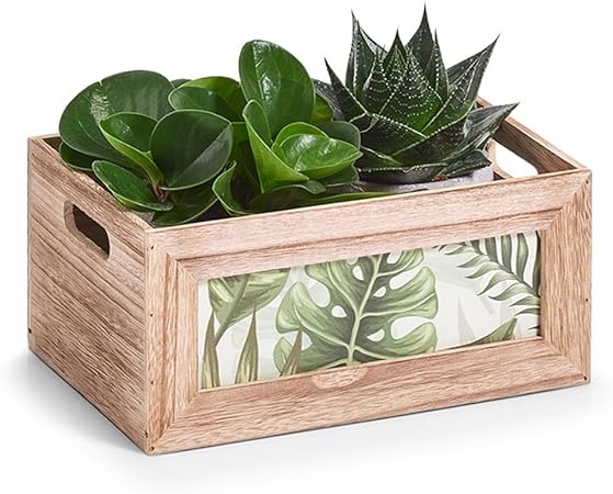 Zeller Caja, Madera, Natural/Costura, Aprox. 31 x 21 x 14 cm: Amazon.es: Hogar