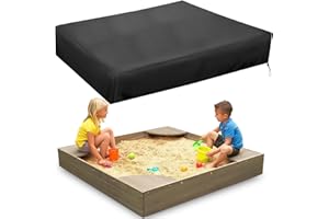 MRWIZMS Sandbox Cover, Lid-48in,Sand Box Cover, Sandbox Cover, 420D Oxford Cloth Waterproof, UV Resistant and Dustproof, Suitable for Children's Sandbox Protection (Square-Black, 48 "L x 48 "W x 8 "H)