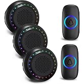 Wireless Doorbell with 3 Receivers 2 Buttons 1000ft Range Door bell Chimes | 48 Ringtones&amp;4 Volume Levels with Mute Mode, 130dB Loud Doorbell, LED Strobe, Waterproof Doorbell Kit for Home Classroom