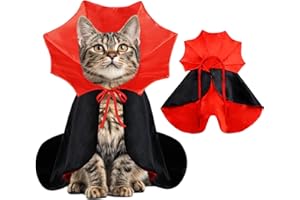 PAYHTOW Cat Halloween Costumes Dog Halloween Vampire Costume Funny Pet Vampire Devil Cape Cloak Halloween Costumes for Cats XS Small Dogs (Small)