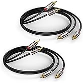 J&D RCA Cable, (2 Pack) Gold-Plated RCA Audio Cables, Copper Shell 2RCA Male to 2RCA Male Stereo Audio Cable, 3 Feet