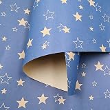 Topeedy Blue Star Pattern Wrapping Paper Roll 43cm x 15m Kraft Gift Wrap view 2