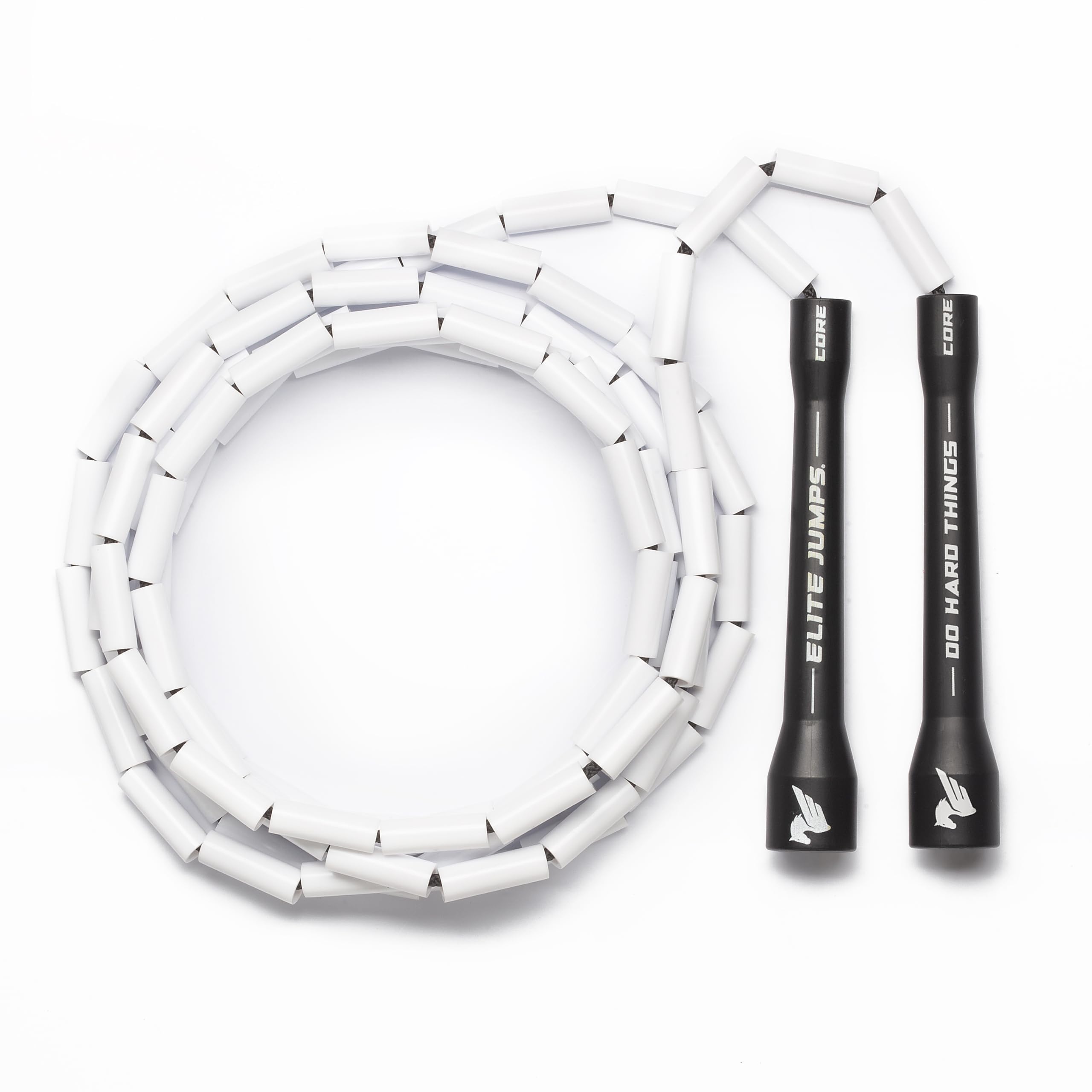 Elite Jumps Do Hard Things Beaded Jump Rope, White with Black Handles, 10 Feet — image 1
