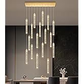 dolria Rectangular Chandeliers 17-Lights Long Light for Entryway LED Dimmable Chandeliers Lighting Fixture Flat Sloped High C
