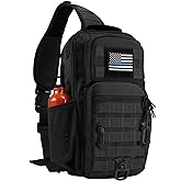 Rover Sling Pack Tactical Shoulder Sling Bag Backpack with Bottle Holder Crossbody Chest Bag, Black