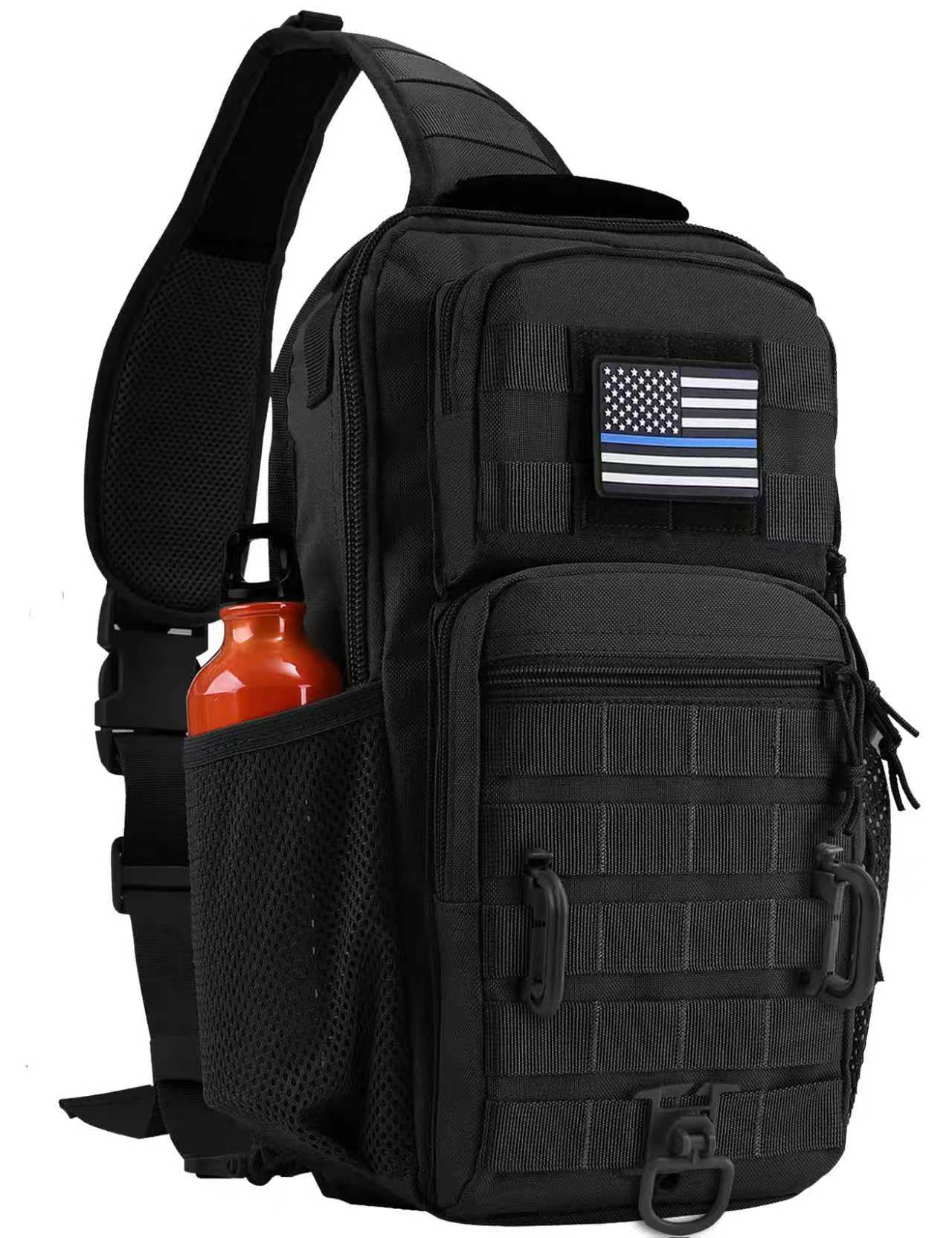 Photo 1 of Rover Sling Pack Tactical Shoulder Sling Bag Backpack with Bottle Holder Crossbody Chest Bag, Black