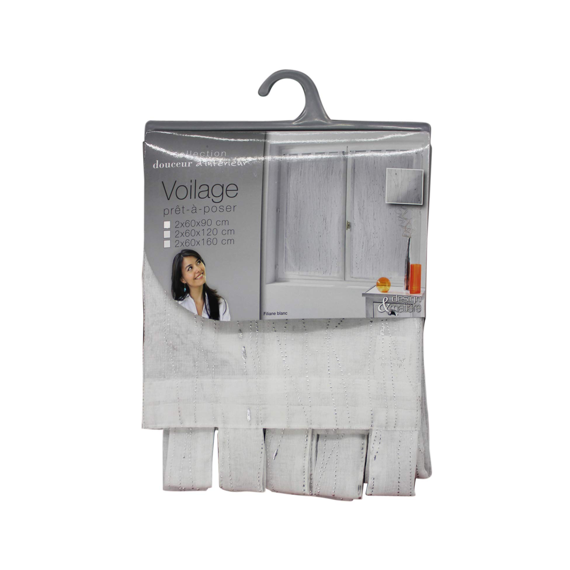 Douceur d 'Intérieur filiane Straight Striped Curtain Loops, Polyester, blue, 120 x 60 cm