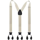 Y Back Button 1.4" Suspenders for Men with Stylish Leather Button Ends Long Lasting Stretch Ultimate Fashion