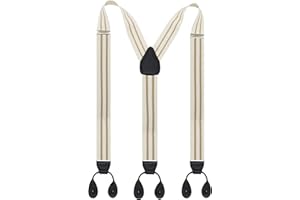 Timiot Y Back Button 1.4" Suspenders for Men with Stylish Leather Button Ends Long Lasting Stretch Ultimate Fashion