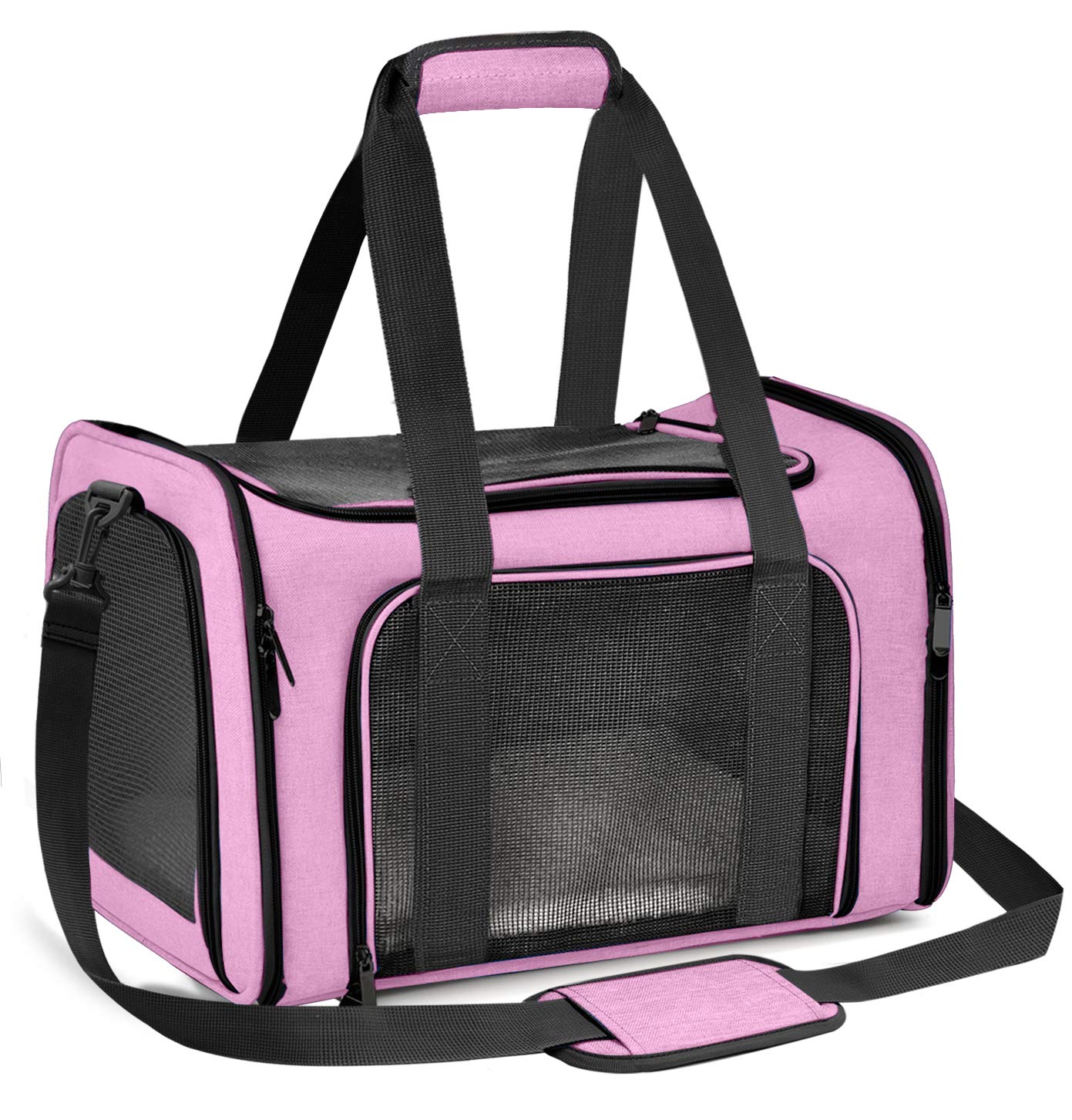Qlfyuu Portable Cat Dog Pet Carrier with Soft Sides Airline Approved Foldable Carrier for Rabbits Puppies Cats up to 15 lbs