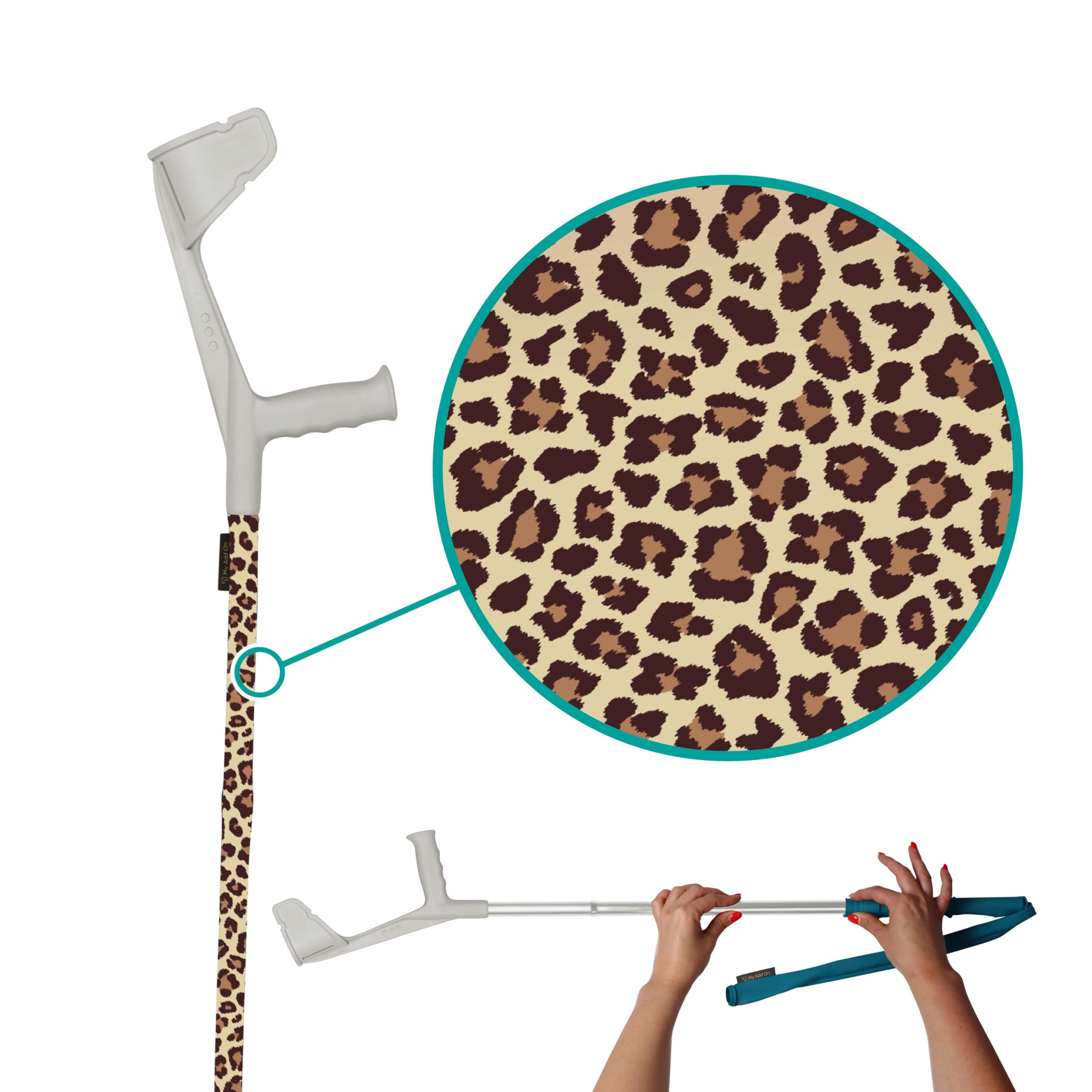 myCover Leopard - Trendy Cover for Crutches and Canes - Fits All Crutches & Walking Sticks, Elastic Washable Fabric - 1 Piece — image 1