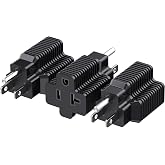 Cable Matters 3-Pack 15 Amp to 20 Amp Plug Adapter, Black | NEMA 5-15 to 5-20R, T-Blade Outlet Adapter, Grounded Design, Compact Plug Adapter