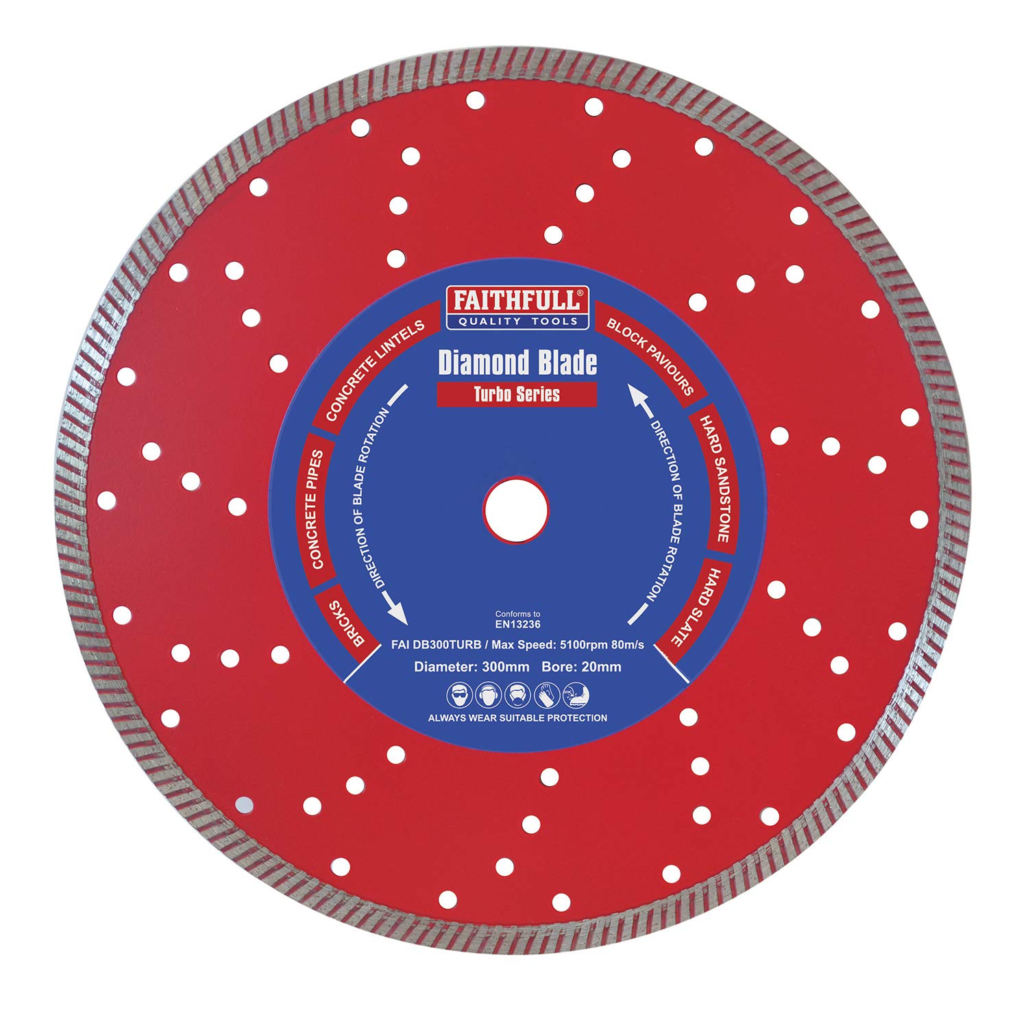 Faithfull DB300TURB 300 x 20 mm Turbo Cut Diamond Blade