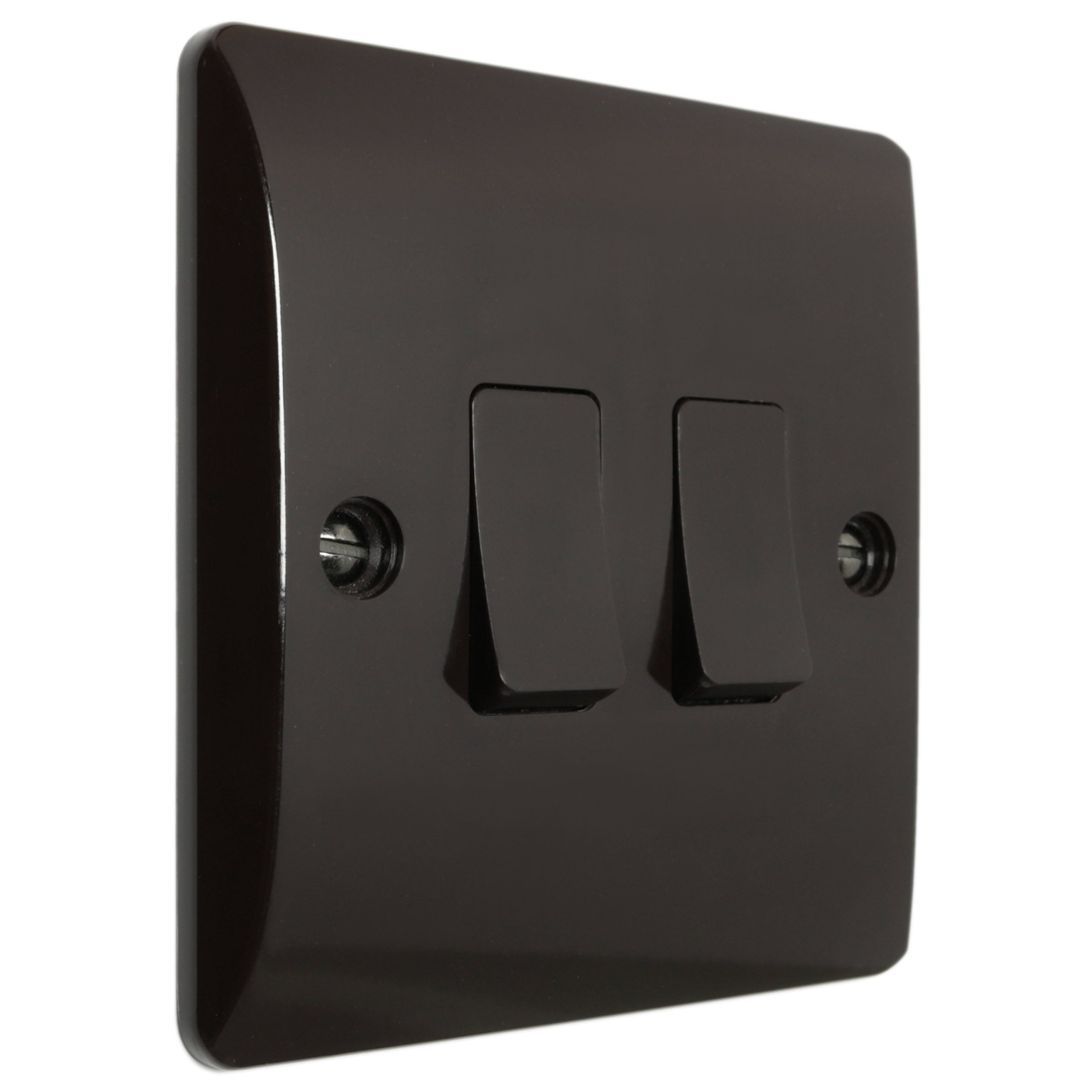 2Gang 2Way 10Amp Wall Switch in Vintage Period Style Bakelite Dark Brown Part of the eXalt V1.0 Brand Standard UK Single Pole 2-Way Rocker Light Switch 2-Gang