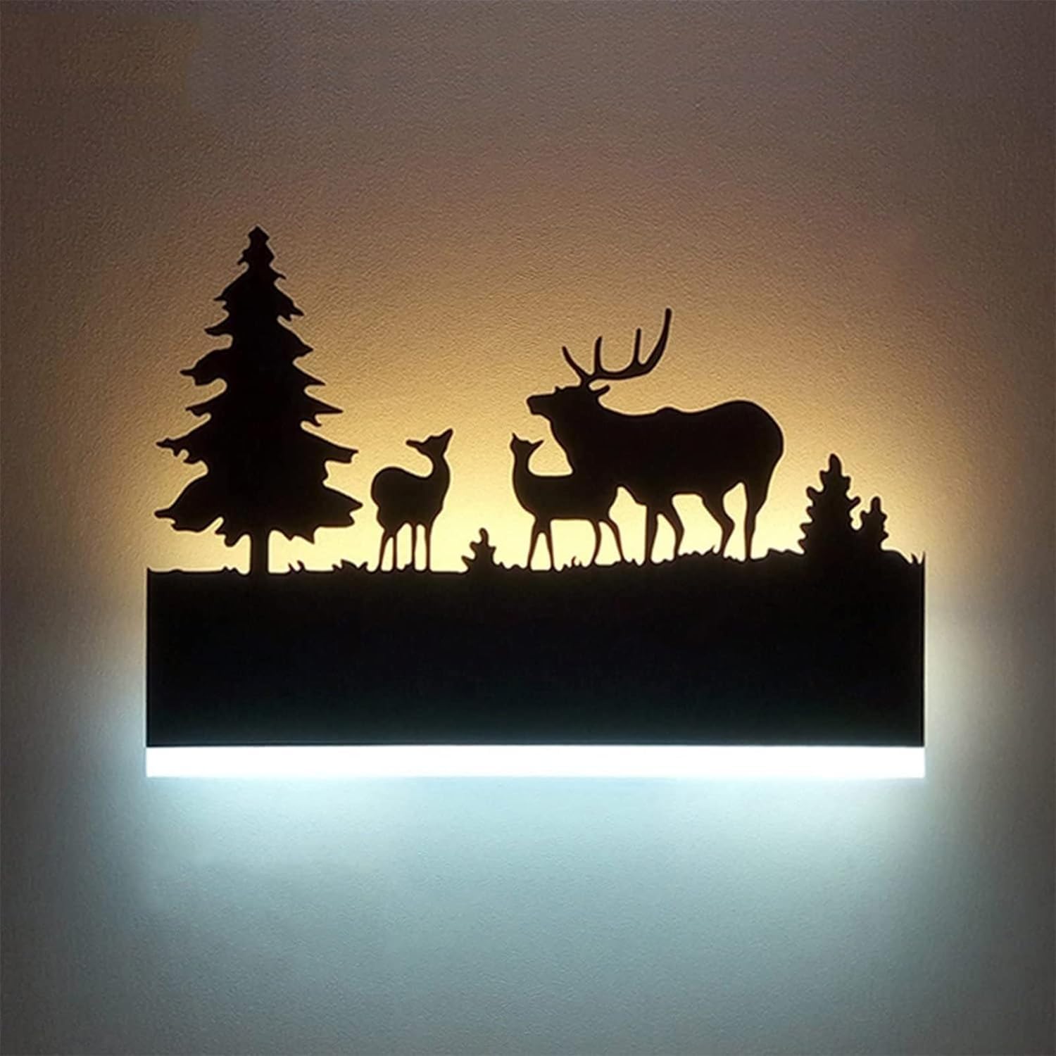 FYLARY LED Wall lamp, Indoor Wall Light with Cartoon Animal Pattern Design, Metal Acrylic Wall Sconce Up and Down for Living Room Bedroom Hallway, 12W (Forest Deer)