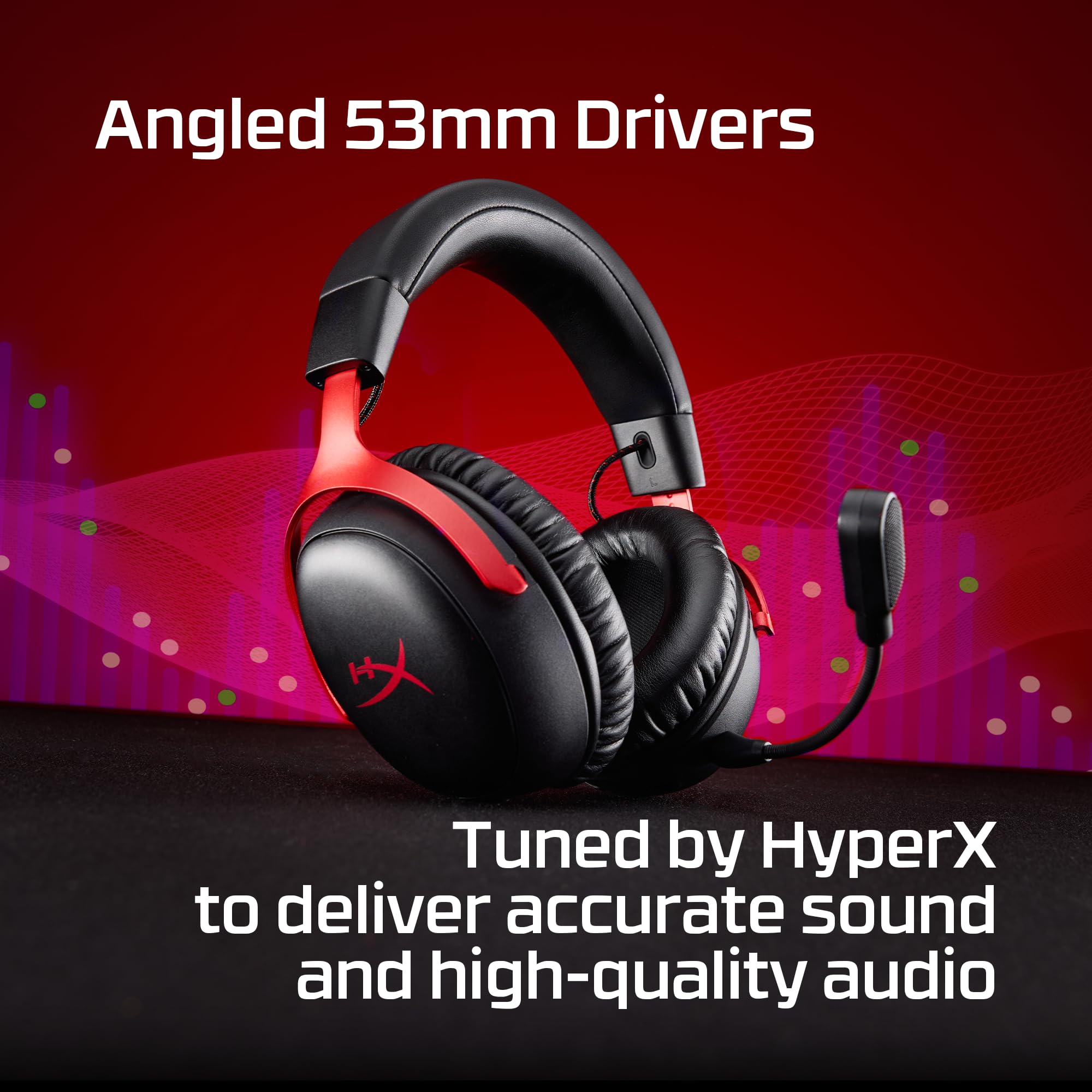 HyperX Cloud III S – Wireless Gaming Headset for Multi-Platform, 2.4GHz, Bluetooth, Battery Life up to 120 Hours 2.4GHz / 200 Hours Bluetooth, 53mm Angled Drivers, Detachable Mic – Black