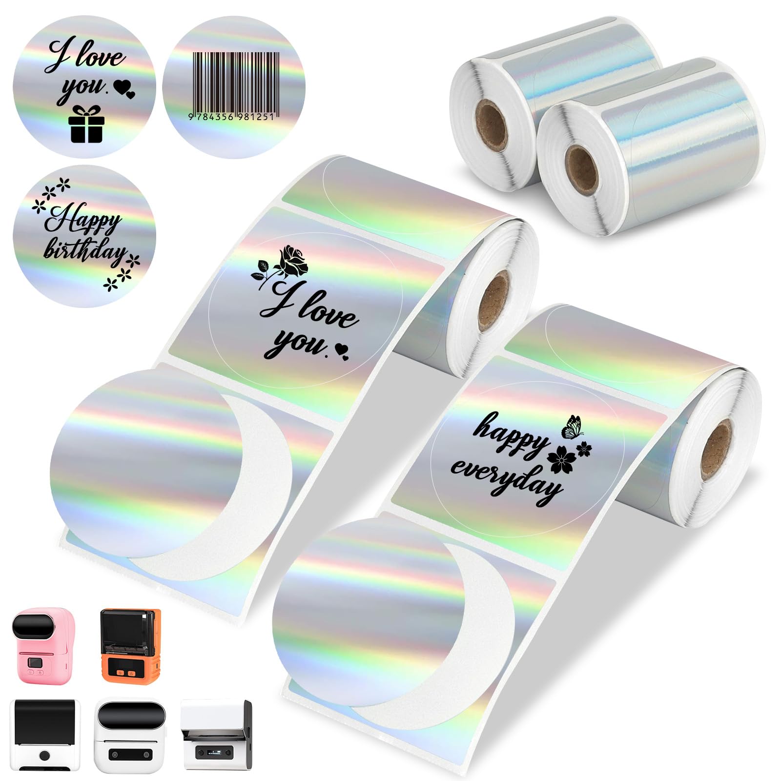 Thermal Labels Paper for SUPVAN T50M Pro MUNBYN Printer Label Maker Machine Phomemo M220 M200 M221 M110 Labels Maker, 1.96’’ x 1.96’’ Waterproof Sticker Mini Printer Paper for DIY Barcode Logo Journal