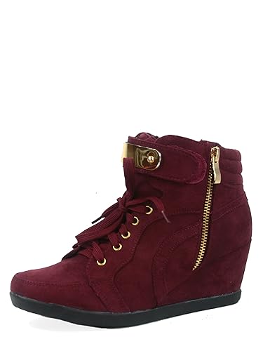 burgundy wedge sneakers