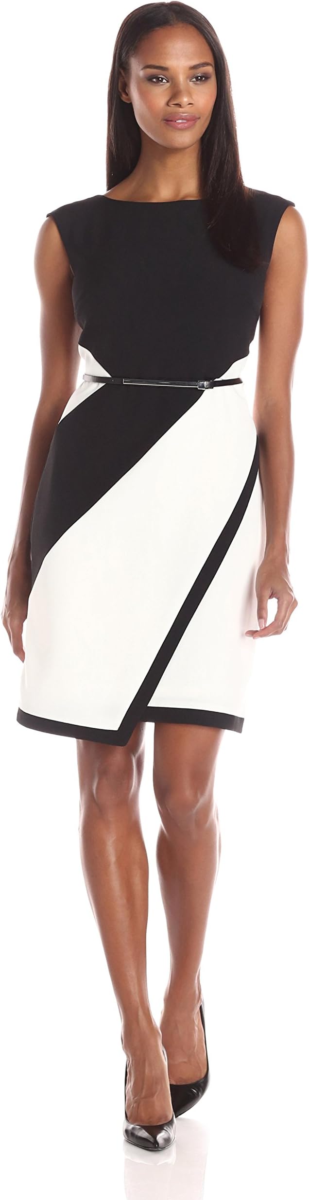 Sandra Darren Women's Sleeveless Color-Block Dress with Belt