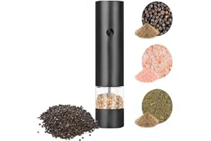 Electric Salt and Pepper Grinder Set, Salt and Pepper Shakers with Dust Cover, Adjustable Coarseness Pepper Grinder with Larg