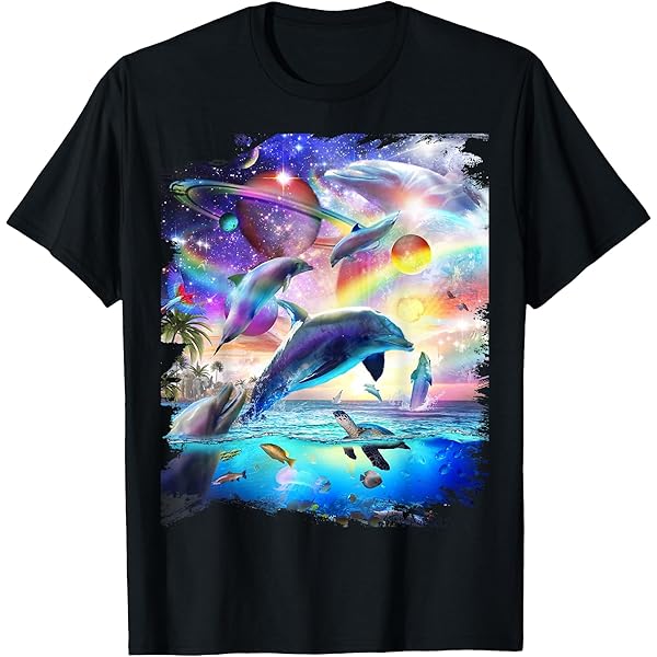 Amazon.com: Rainbow Dolphin Tropical Ocean Dolphins T-Shirt