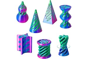 PIXATA 6 Pack Spiral Cone Fidget Toys - Impossible Cone 3D Printed Impossible Pyramid Pass Through 3D Printed Toy Mini Sensory Toy for Stress Relief Anxiety, Desktop Decoration Gifts (Purple+Green)