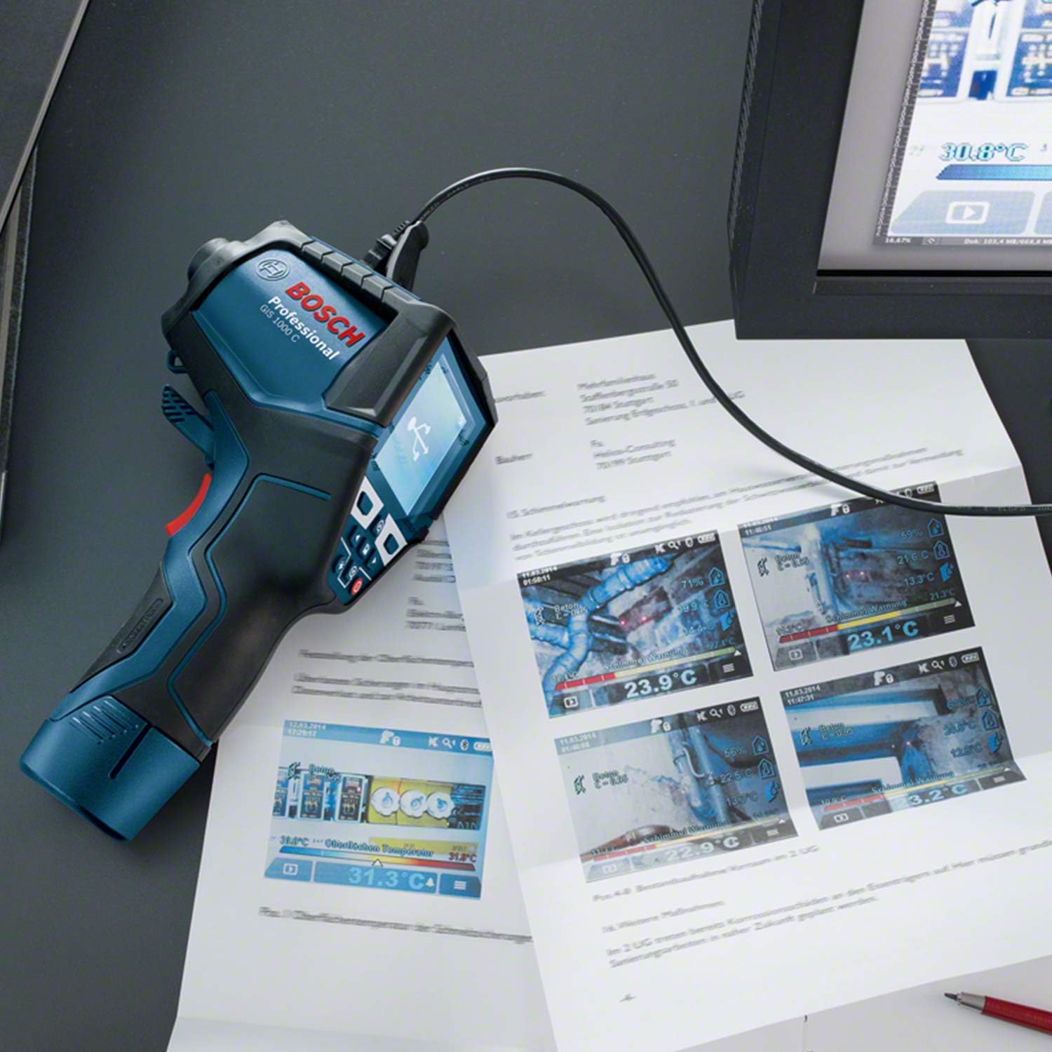 Bosch Professional Infrared Thermometer GIS 1000 C (w/app function, Temperature Range: -40°C to 1000°C, 4x AA Battery - Image 5