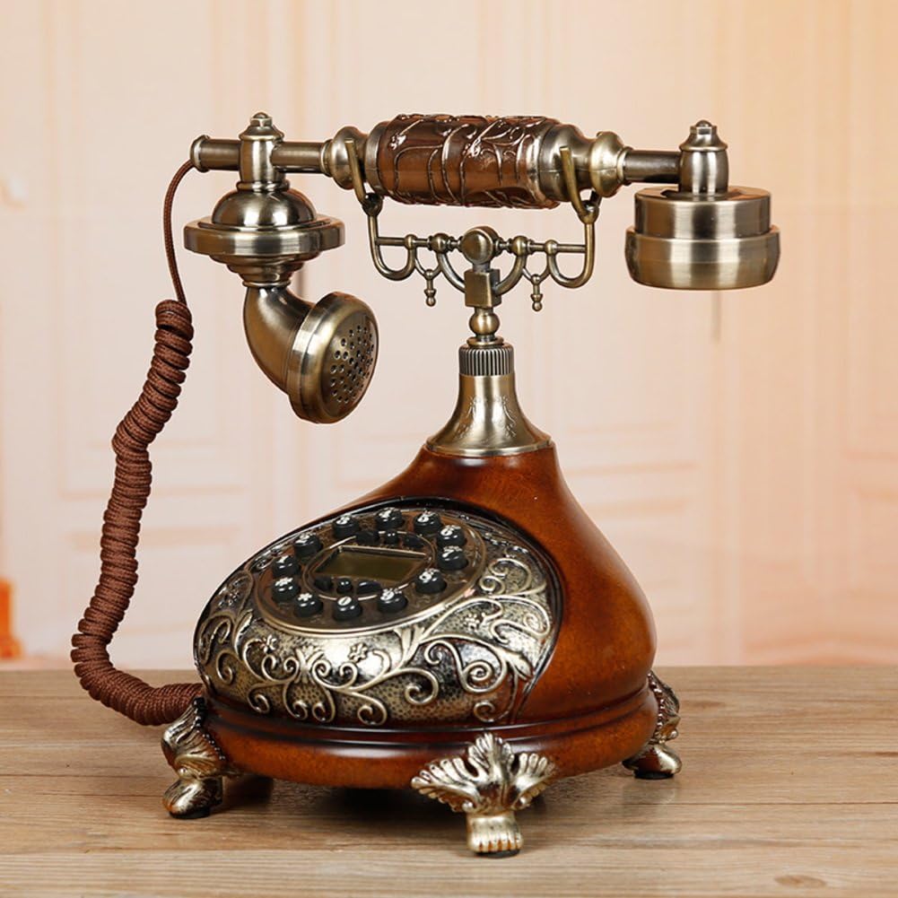 Button telephone,Antique telephone Desk phone Retro home accessory decor For home decor-E