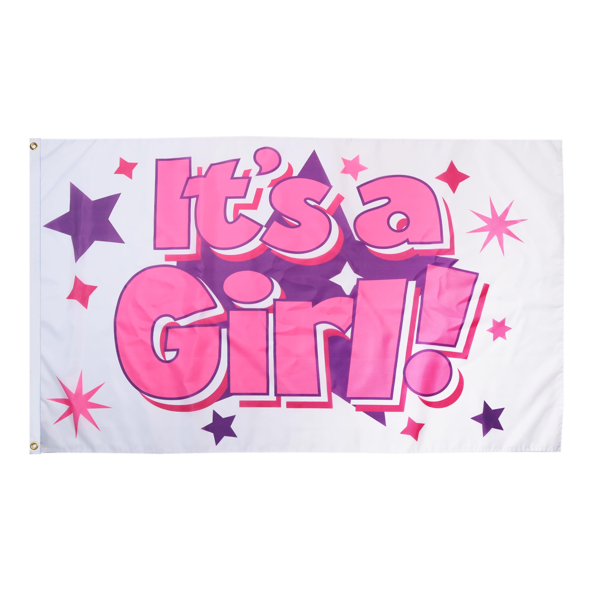 AZ FLAG - Its A Girl With Stars Flag - 3x5 Ft - 100D Polyester It'S A Girl Banner with Two Metal Grommets - Fade Resistant - Vivid Colors - 3' x 5' Feet - 150x90 Cm